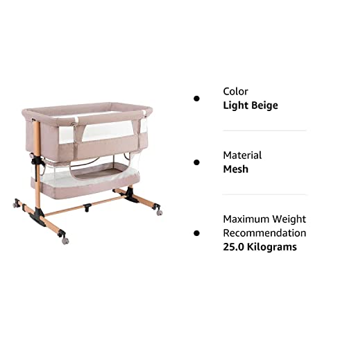 nordmiex 3 in 1 Baby Crib Bedside Crib,Baby Bassinet,Baby Bed Adjustable Portable Bed for Infant/Baby,Light Beige