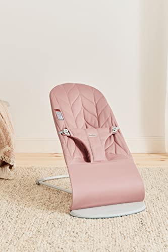BabyBjörn Bouncer Bliss, Light Gray Frame, Cotton, Petal Quilt, Dusty Pink