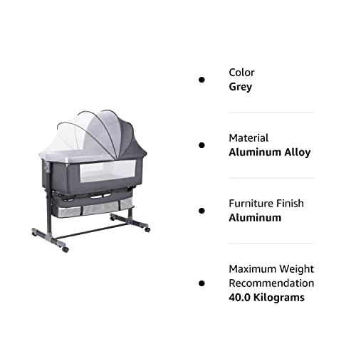 GoFirst Bedside Bassinet for Baby, Bedside Sleeper with Wheels, Heigt Adjustable