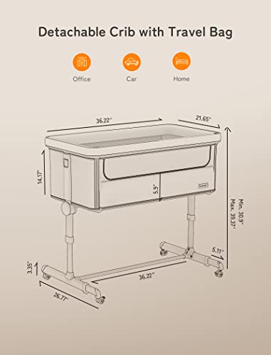 Baby Bassinet Bedside Sleeper, besrey Bedside Bassinet for Newborn Infant with Comfy Mattress