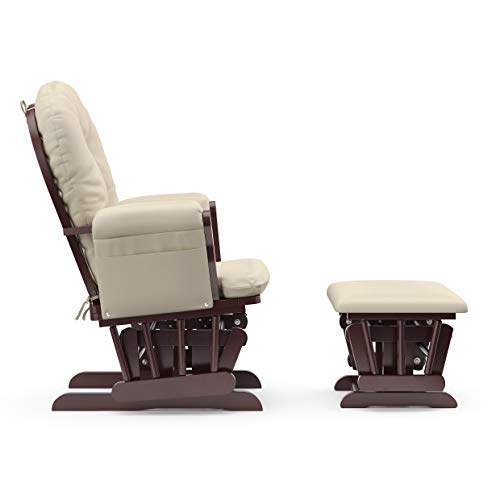 Storkcraft Premium Hoop Glider and Ottoman (Cherry Base, Beige Cushion)