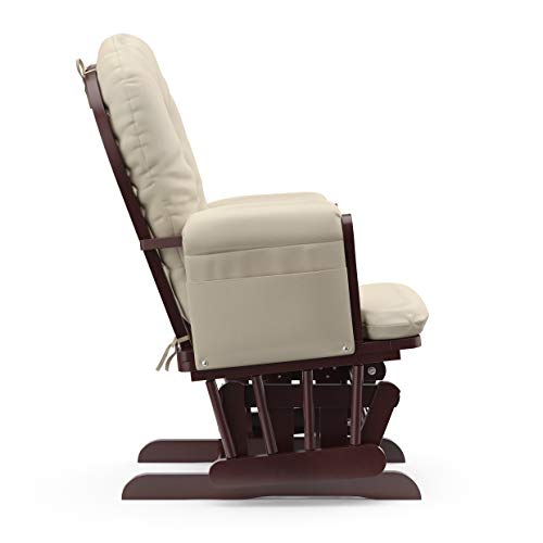 Storkcraft Premium Hoop Glider and Ottoman (Cherry Base, Beige Cushion)