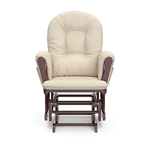 Storkcraft Premium Hoop Glider and Ottoman (Cherry Base, Beige Cushion)