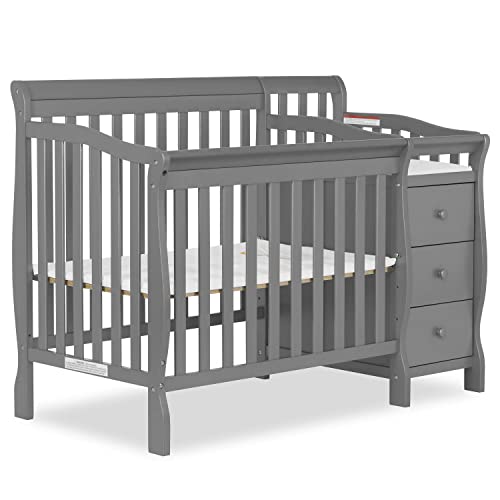 Dream On Me Jayden 4-in-1 Mini Convertible Crib And Changer in Storm Grey