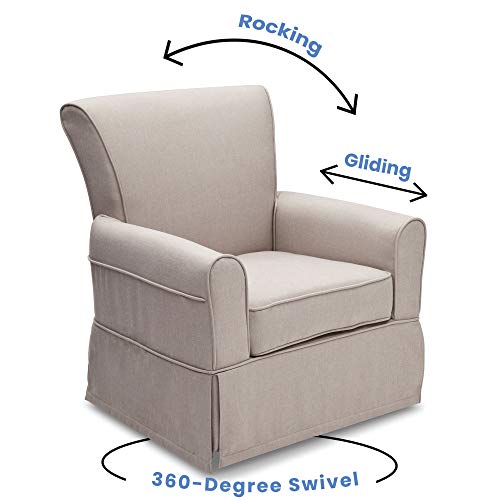 Delta Children Upholstered Glider Swivel Rocker Chair, Taupe