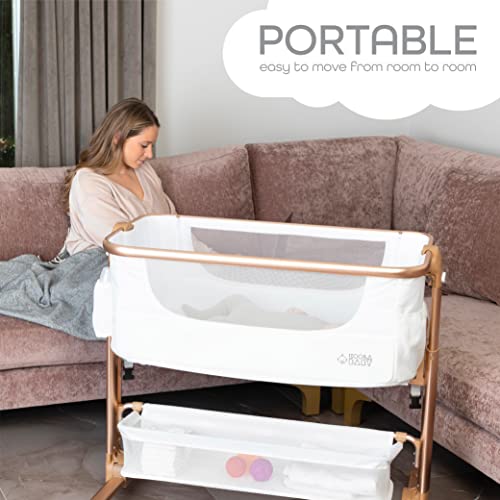 KoolerThings Baby Bassinet, Bedside Sleeper for Baby, Easy Folding Portable Crib with Storage Basket for Newborn