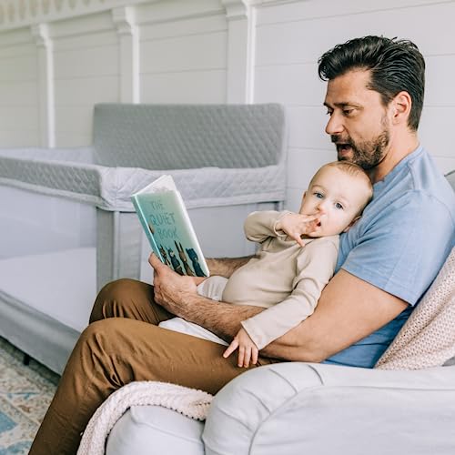 Baby Delight Horizon Full Size Crib | Portable Baby Bed | Breathable Mesh Baby Crib | Luxe Quilted Fabric | Grey