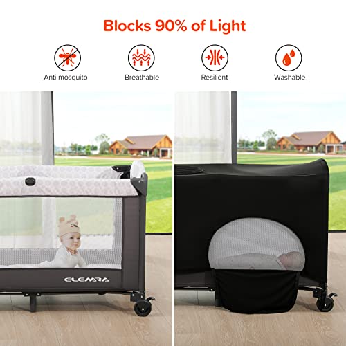 ELEMARA 4 in 1 Baby Bassinet Bedside Crib with Diaper Changer,Pack and Play with Mattress