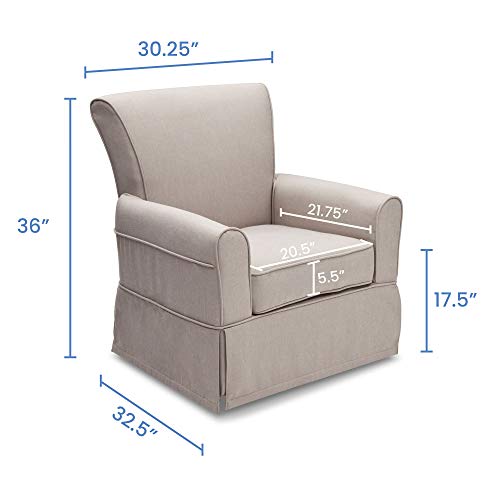 Delta Children Upholstered Glider Swivel Rocker Chair, Taupe