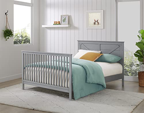 Oxford Baby Montauk 4-in-1 Convertible Crib, Farmhouse Gray, GreenGuard Gold Certified
