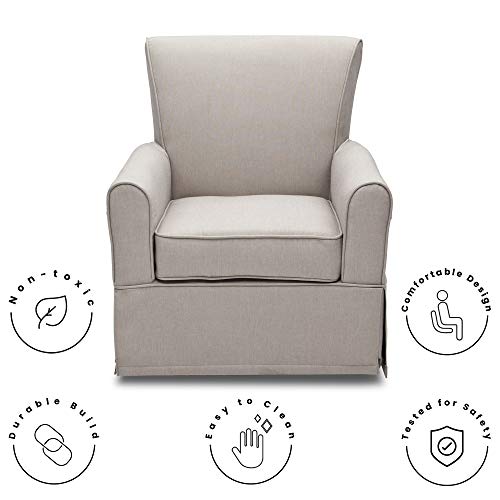 Delta Children Upholstered Glider Swivel Rocker Chair, Taupe