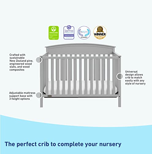 Graco Benton 5-in-1 Convertible Crib (Pebble Gray) – GREENGUARD Gold Certified
