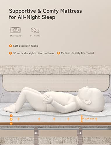 Baby Bassinet Bedside Sleeper, besrey Bedside Bassinet for Newborn Infant with Comfy Mattress