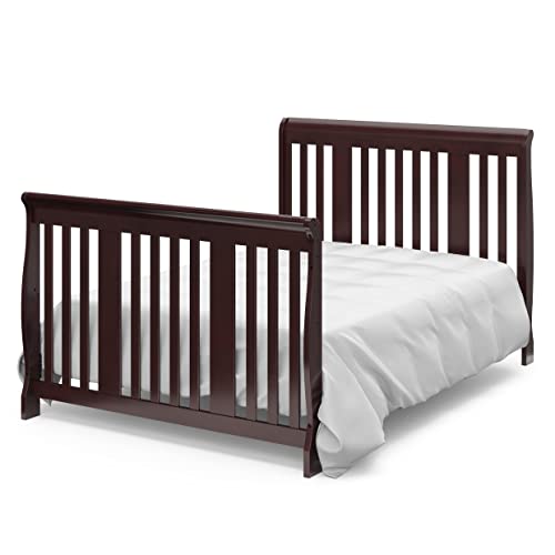 Storkcraft Portofino 5-in-1 Convertible Crib and Changer (Espresso) – Crib and Changing Table Combo with 3 Drawers