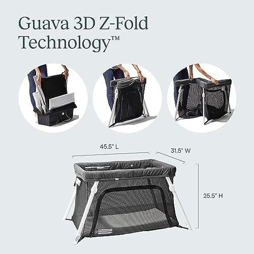 Guava Lotus Travel Crib with Lightweight Backpack Design | Certified Baby Safe Portable Crib | Folding Play Yard with Comfy Mattress