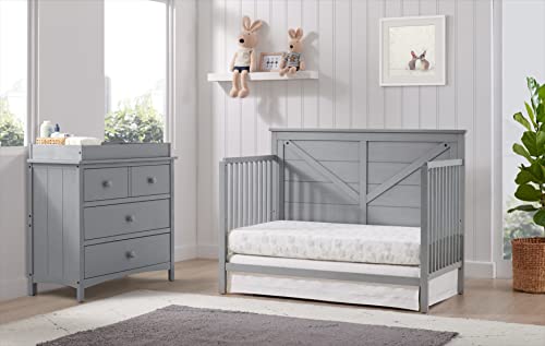 Oxford Baby Montauk 4-in-1 Convertible Crib, Farmhouse Gray, GreenGuard Gold Certified