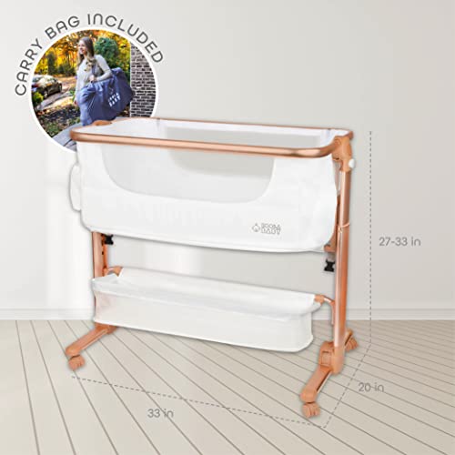 KoolerThings Baby Bassinet, Bedside Sleeper for Baby, Easy Folding Portable Crib with Storage Basket for Newborn
