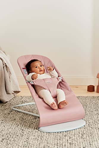 BabyBjörn Bouncer Bliss, Light Gray Frame, Cotton, Petal Quilt, Dusty Pink