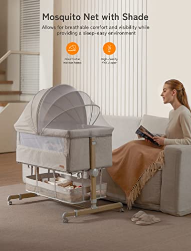 Baby Bassinet Bedside Sleeper, besrey Bedside Bassinet for Newborn Infant with Comfy Mattress