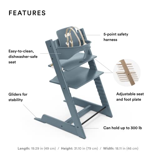 Tripp Trapp High Chair from Stokke, Fjord Blue - Adjustable, Convertible Chair for Children & Adults
