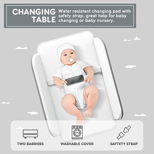 HARPPA 4 in1 Baby Bassinet, Rocking Bassinets Bedside Sleeper (Diaper Changing Table + Mosquito Net Included)