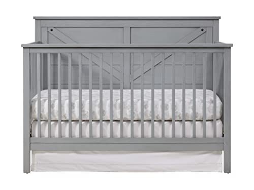 Oxford Baby Montauk 4-in-1 Convertible Crib, Farmhouse Gray, GreenGuard Gold Certified