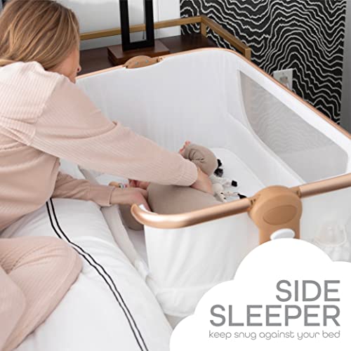 KoolerThings Baby Bassinet, Bedside Sleeper for Baby, Easy Folding Portable Crib with Storage Basket for Newborn