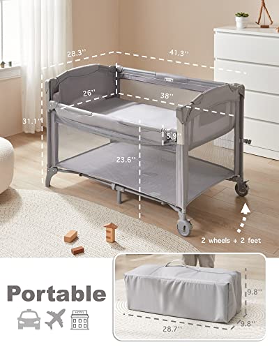 Beka Baby 4 in 1 Bedside Sleeper, Baby Crib 4 Functions, Crib Sleeper, Playard, Changing Table,