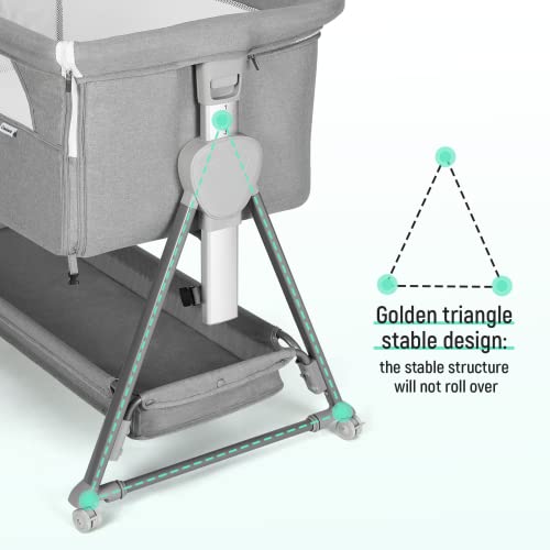 Cowiewie Baby Bassinet, Beside Sleeper for Baby Easy Folding Bedside Bassinet