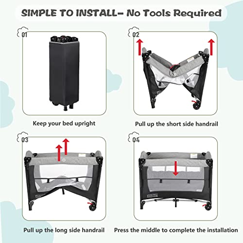 Kinder King 4 in 1 Portable Nursery Center, Foldable Baby Bedside Crib w/Bassinet
