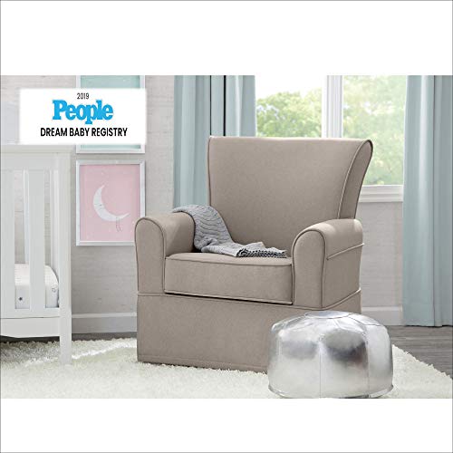 Delta Children Upholstered Glider Swivel Rocker Chair, Taupe