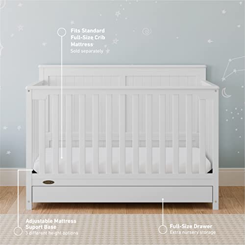 Graco Hadley 5-in-1 Convertible Crib with Drawer (White)