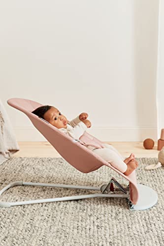 BabyBjörn Bouncer Bliss, Light Gray Frame, Cotton, Petal Quilt, Dusty Pink
