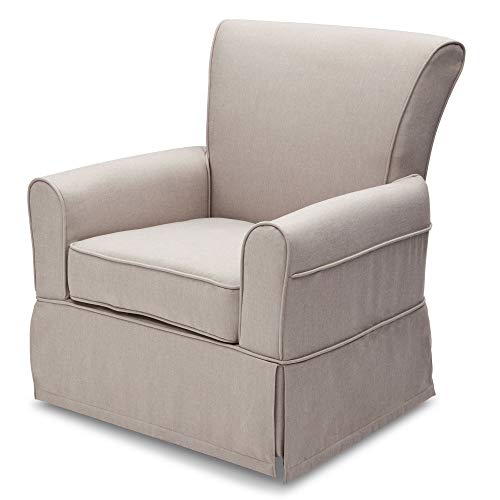 Delta Children Upholstered Glider Swivel Rocker Chair, Taupe