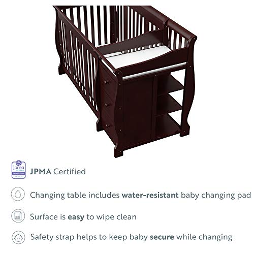 Storkcraft Portofino 5-in-1 Convertible Crib and Changer (Espresso) – Crib and Changing Table Combo with 3 Drawers