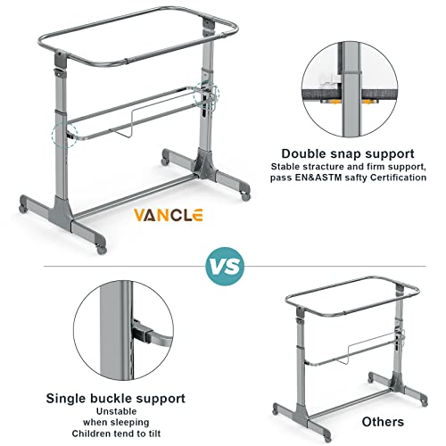 VANCLE Baby Bassinet Bedside Crib for Baby Sleeper, Portable Mesh Bassinet with Wheels & Comfy Mattress