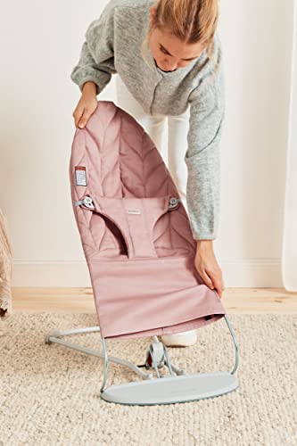BabyBjörn Bouncer Bliss, Light Gray Frame, Cotton, Petal Quilt, Dusty Pink