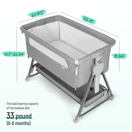 Cowiewie Baby Bassinet, Beside Sleeper for Baby Easy Folding Bedside Bassinet