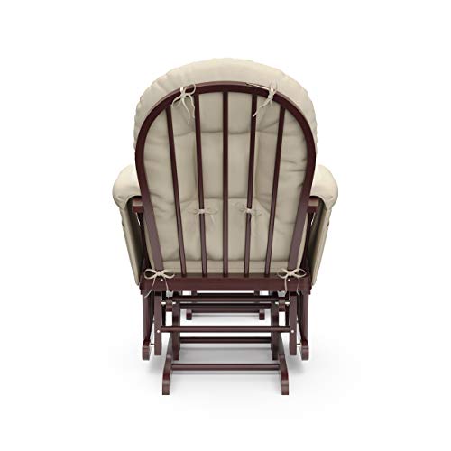 Storkcraft Premium Hoop Glider and Ottoman (Cherry Base, Beige Cushion)
