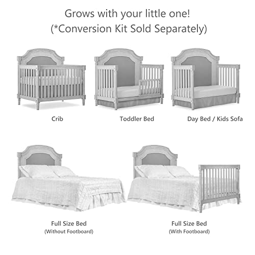 Evolur Julienne 5 in 1 Convertible Crib, Antique Grey Mist 55.5x31.2x51.5 Inch