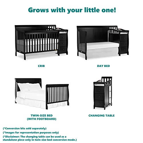 Dream On Me Jayden 4-in-1 Mini Convertible Crib And Changer in Storm Grey