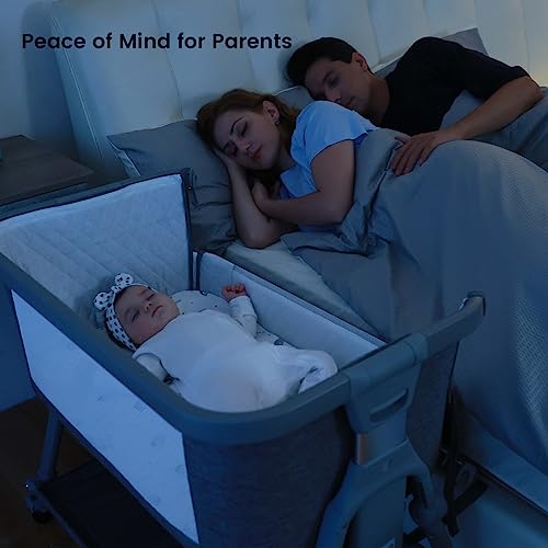 Li'l Pengyu 3 in 1 Foldable Baby Bassinet Bedside Sleeper with Large Storage Basket
