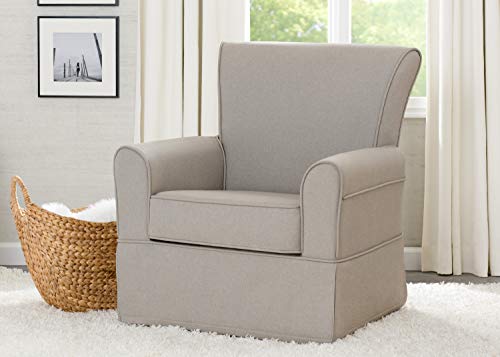 Delta Children Upholstered Glider Swivel Rocker Chair, Taupe