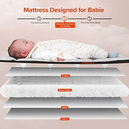 ELEMARA 4 in 1 Baby Bassinet Bedside Crib with Diaper Changer,Pack and Play with Mattress