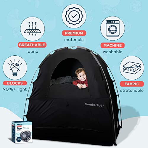 SlumberPod and Fan Combo Portable Privacy Pod Blackout Canopy Crib Cover, Sleeping Space for Age 4 Months and Up