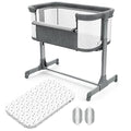 VANCLE Baby Bassinet Bedside Crib for Baby Sleeper, Portable Mesh Bassinet with Wheels & Comfy Mattress