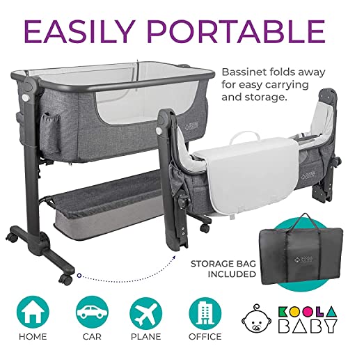 KoolerThings Baby Bassinet, Bedside Sleeper for Baby, Easy Folding Portable Crib with Storage Basket for Newborn
