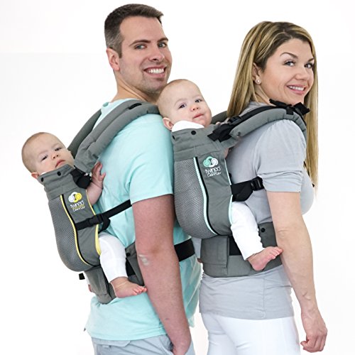 TwinGo Carrier - Air Model - Cool Grey - Great for All Seasons - Breathable Mesh - Fully Adjustable Tandem or 2 Single Baby Carrier
