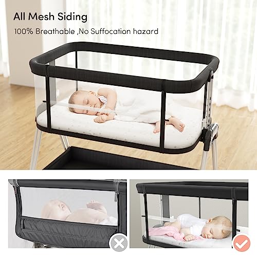 Fodoss Baby Bassinet Bedside Sleeper with Wheels and Storage Tray