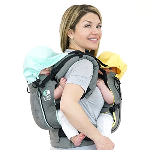 TwinGo Carrier - Air Model - Cool Grey - Great for All Seasons - Breathable Mesh - Fully Adjustable Tandem or 2 Single Baby Carrier